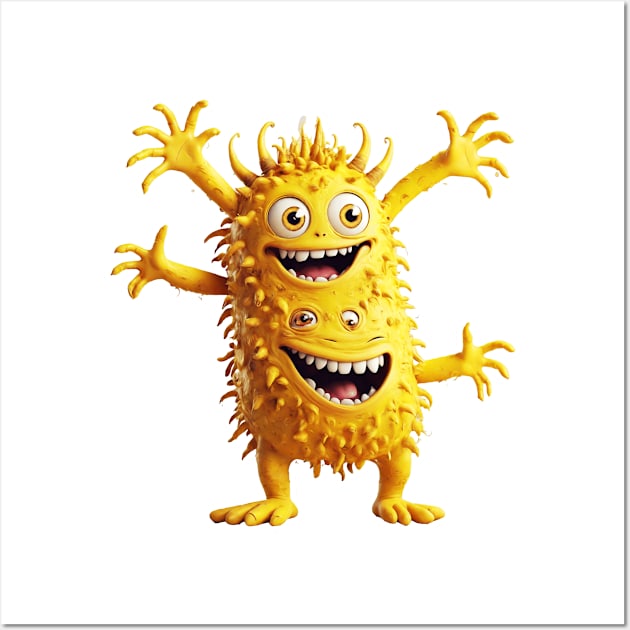 Yellow funny monster Wall Art by bswlife